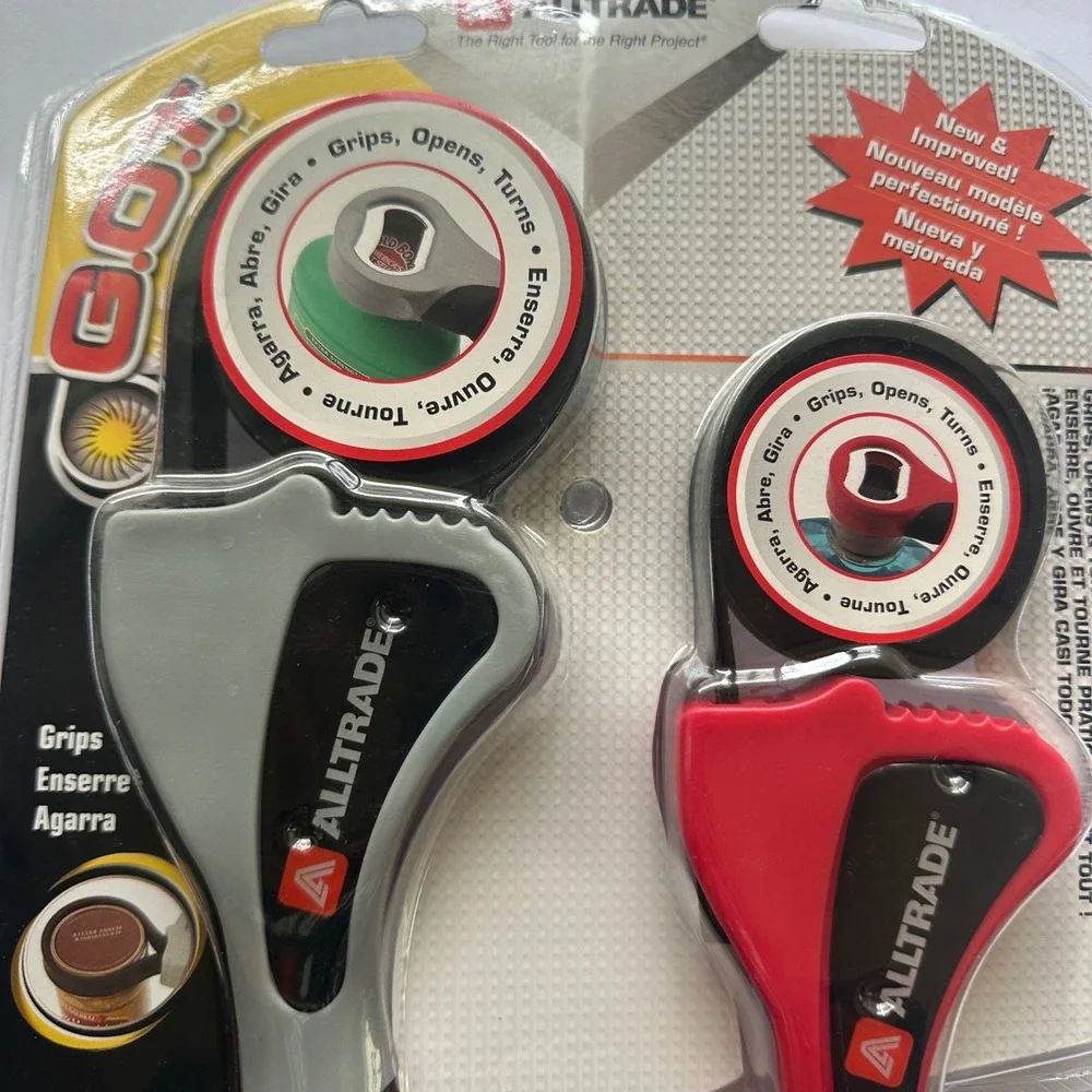 Alltrade GOT 2 Piece Strap Wrench Set Rubber Jar Opener Tool Grey Red 070008